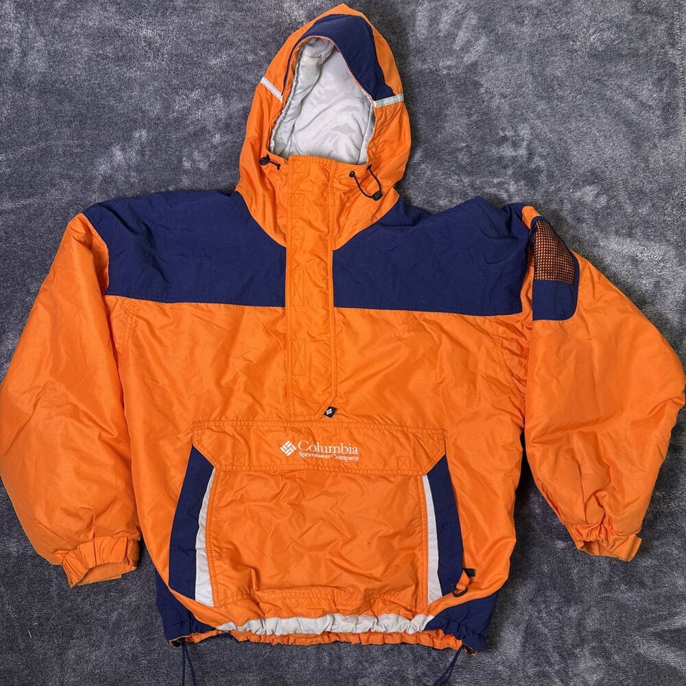 Columbia Vintage Snowboarding Ski Jacket Mens Large White Orange Sport Winter